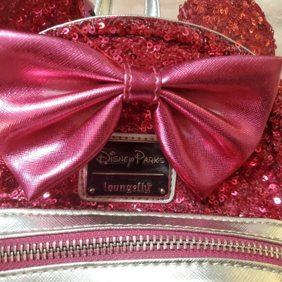 Loungefly Disney Minnie Mouse Magenta Sequin Mini Backpack main image 11